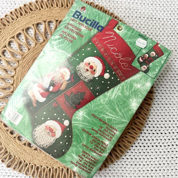 Bucilla Other - Plaid Bucilla Christmas Joy Felt Applique Stocking Kit 84382 Jolly Beaded Santa